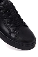 Erkek Siyah Bağcıklı Deri Sneaker | Derimod Erkek Siyah Bağcıklı Deri Sneaker | Derimod