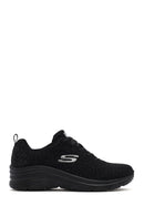 Skechers Women's Black Fashion Fit Lace-Up Thick Sole Fabric Sneakers | Derimod Skechers Women's Black Fashion Fit Lace-Up Thick Sole Fabric Sneakers | Derimod
