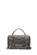 Kadın Gri Uzun Askılı Kapitone Desenli Omuz Çantası | Derimod Kadın Gri Uzun Askılı Kapitone Desenli Omuz Çantası | Derimod