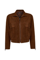 Juliana Woman Brown Short Oversize Suede Jacket | Derimod Juliana Woman Brown Short Oversize Suede Jacket | Derimod