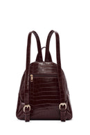 Women's Claret Red Patterned Backpack | Derimod Women's Claret Red Patterned Backpack | Derimod
