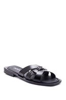 Women's Leather Knit Detailed Slippers | Derimod Women's Leather Knit Detailed Slippers | Derimod