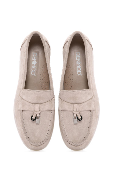 Kadın Bej Süet Deri Comfort Loafer_5