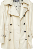 Barbara Women's Beige Double Breasted Collar Regular Leather Trench Coat | Derimod Barbara Women's Beige Double Breasted Collar Regular Leather Trench Coat | Derimod