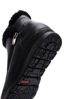 Women's Black Zippered Fur Detailed Leather Comfort Boots | Derimod Women's Black Zippered Fur Detailed Leather Comfort Boots | Derimod