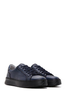 Men's Navy Blue Leather Sneaker | Derimod Men's Navy Blue Leather Sneaker | Derimod