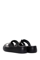 Women's Black Thick Soled Leather Slippers | Derimod Women's Black Thick Soled Leather Slippers | Derimod