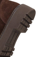 Woman Brown Zip Closure Embellished Chunky Sole Suede Boots | Derimod Woman Brown Zip Closure Embellished Chunky Sole Suede Boots | Derimod