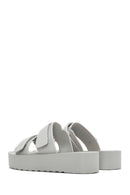 Women's Grey Banded Thick Soled Jelly Slippers | Derimod Women's Grey Banded Thick Soled Jelly Slippers | Derimod