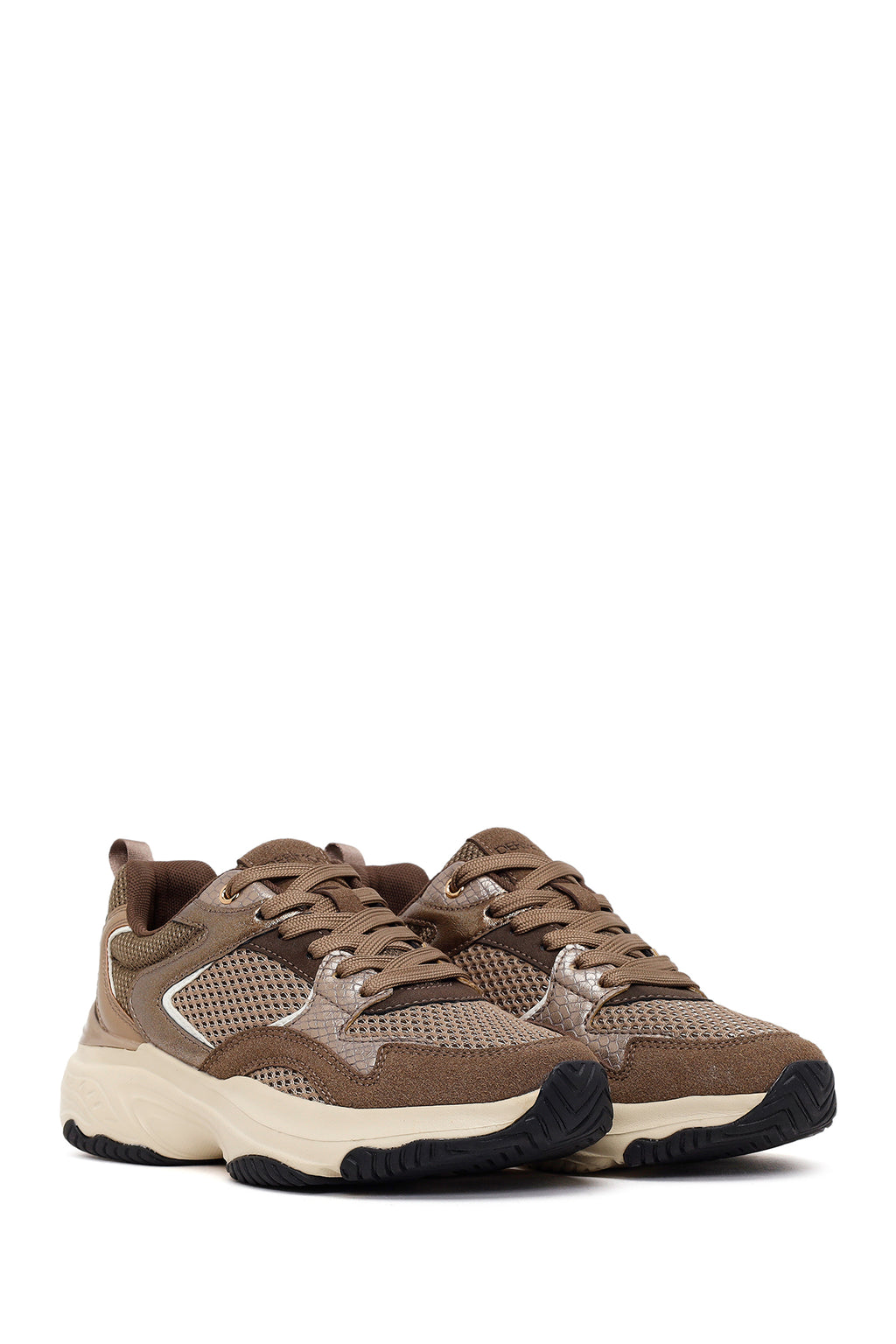 Kadın Bronz Bağcıklı Kalın Tabanlı Sneaker