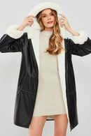 Verona Kadın Siyah Çift Taraflı Teddy Deri Kaban | Derimod Verona Kadın Siyah Çift Taraflı Teddy Deri Kaban | Derimod