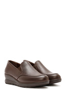 Women's Brown Wedge Heel Leather Comfort Loafer | Derimod Women's Brown Wedge Heel Leather Comfort Loafer | Derimod