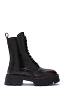 Women's Claret Red Zippered Leather Boots | Derimod Women's Claret Red Zippered Leather Boots | Derimod