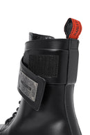 Harley Davidson Women's Black Dearie Lace-Up Zipper Detail Leather Combat Boots | Derimod Harley Davidson Women's Black Dearie Lace-Up Zipper Detail Leather Combat Boots | Derimod