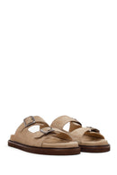 Male Beige Strappy Suede Slipper | Derimod Male Beige Strappy Suede Slipper | Derimod