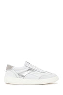 Woman White Lace-Up Chunky Sole Rhinestone Leather Sneaker | Derimod Woman White Lace-Up Chunky Sole Rhinestone Leather Sneaker | Derimod
