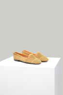 Suede Perforated Mango Women's Leather Ballerinas | Derimod Suede Perforated Mango Women's Leather Ballerinas | Derimod
