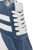 Kadın Mavi Bağcıklı Kalın Tabanlı Süet Deri Sneaker | Derimod Kadın Mavi Bağcıklı Kalın Tabanlı Süet Deri Sneaker | Derimod