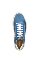 Geox Women Blue D Spherica Ecub - 2 B - Em.Te + Water Laced Patterned Thick Soled Leather Sneaker | Derimod Geox Women Blue D Spherica Ecub - 2 B - Em.Te + Water Laced Patterned Thick Soled Leather Sneaker | Derimod