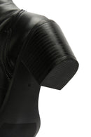 Women's Black Leather Cowboy Boots | Derimod Women's Black Leather Cowboy Boots | Derimod