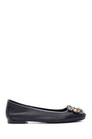 Women's Leather Stone Ballerinas | Derimod Women's Leather Stone Ballerinas | Derimod