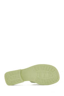 Women's Green Leather Slippers | Derimod Women's Green Leather Slippers | Derimod