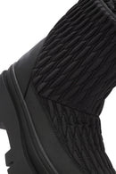 Women's Black Thick Soled Fabric Boots | Derimod Women's Black Thick Soled Fabric Boots | Derimod