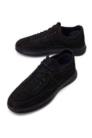Erkek Siyah Bağcıklı Kalın Tabanlı Nubuk Deri Casual Sneaker | Derimod Erkek Siyah Bağcıklı Kalın Tabanlı Nubuk Deri Casual Sneaker | Derimod