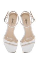 Women's White Ankle Strap Heeled Sandals | Derimod Women's White Ankle Strap Heeled Sandals | Derimod