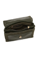 Woman Green Long-Strap Suede Crossbody Bag | Derimod Woman Green Long-Strap Suede Crossbody Bag | Derimod