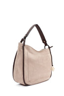 Women's Gray Long Strap Suede Shoulder Bag | Derimod Women's Gray Long Strap Suede Shoulder Bag | Derimod