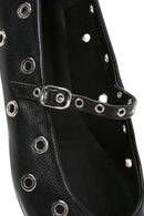 Women's Black Banded Leather Ballerinas | Derimod Women's Black Banded Leather Ballerinas | Derimod