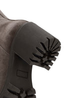 Woman Mink Suede Zippered Heels Leather Boat | Derimod Woman Mink Suede Zippered Heels Leather Boat | Derimod