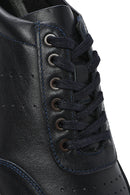 Erkek Lacivert Bağcıklı Deri Casual Sneaker | Derimod Erkek Lacivert Bağcıklı Deri Casual Sneaker | Derimod