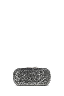 Woman Silver Chain Strap Sequin Mini Box Evening Bag | Derimod Woman Silver Chain Strap Sequin Mini Box Evening Bag | Derimod