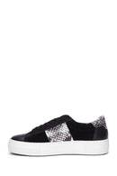 Kadın Siyah Deri Desenli Sneaker | Derimod Kadın Siyah Deri Desenli Sneaker | Derimod