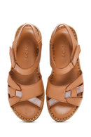 Kadın Taba Bilekten Bantlı Deri Comfort Sandalet | Derimod
