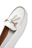 Kadın Beyaz Püskül Detaylı Loafer | Derimod Kadın Beyaz Püskül Detaylı Loafer | Derimod