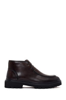 Male Brown Zip Closure Lace-Up Leather Casual Boots | Derimod Male Brown Zip Closure Lace-Up Leather Casual Boots | Derimod