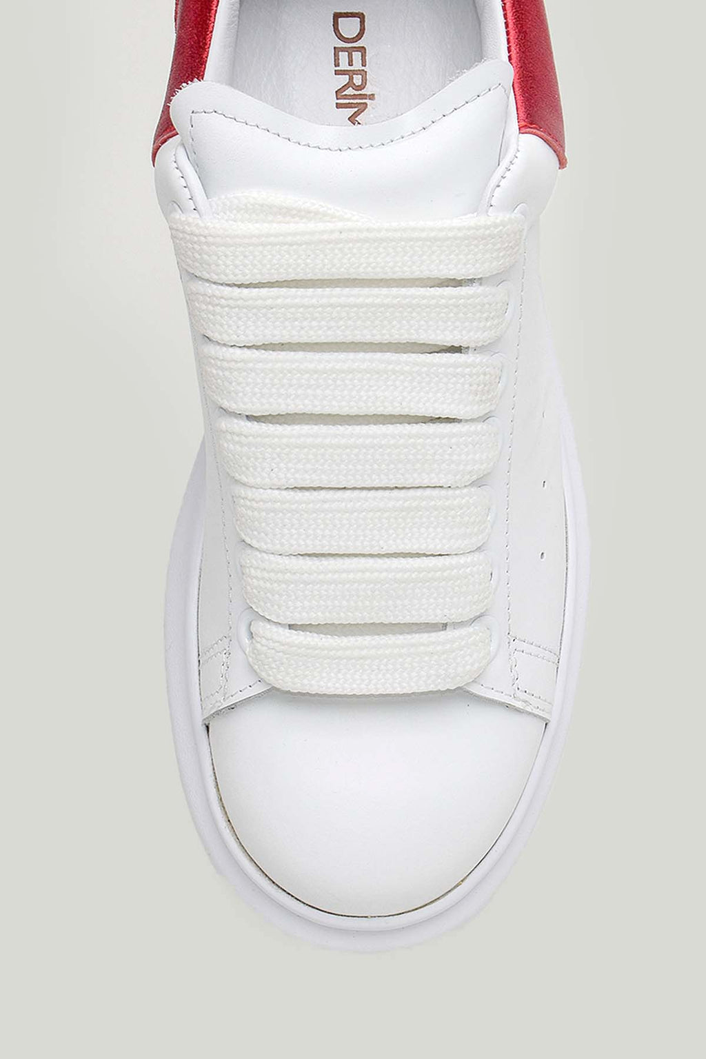 Beyaz-Kırmızı Kadın Deri Sneaker