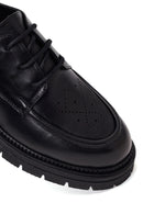 Woman Black Lace-Up Thick-Soled Leather Masculine Shoes | Derimod Woman Black Lace-Up Thick-Soled Leather Masculine Shoes | Derimod