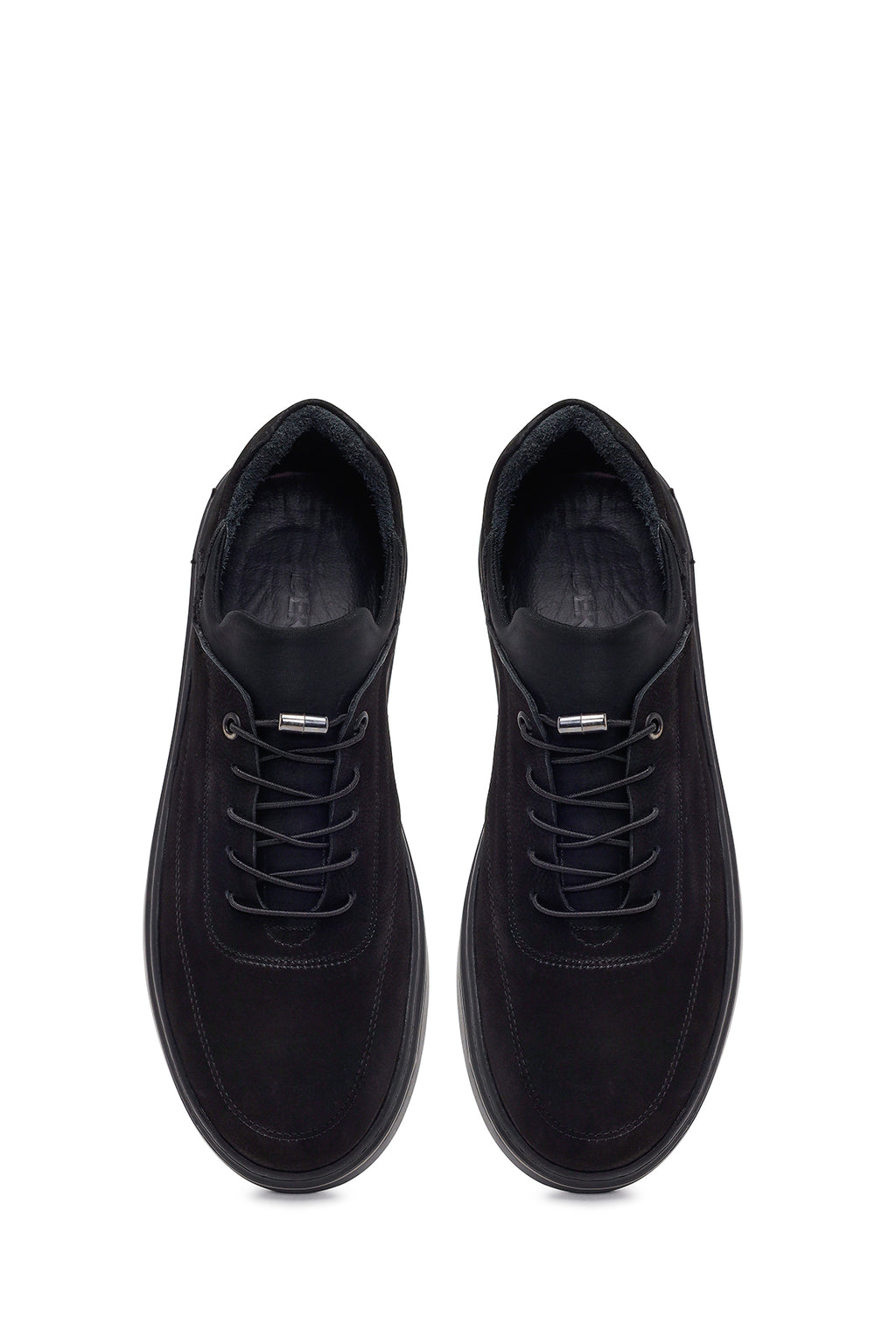Erkek Siyah Bağcıklı Nubuk Deri Casual Sneaker