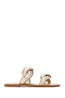 Women's Gold Braided Patterned Slippers | Derimod Women's Gold Braided Patterned Slippers | Derimod