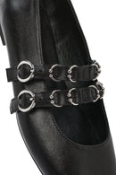 Women's Black Double Buckled Leather Ballerinas | Derimod Women's Black Double Buckled Leather Ballerinas | Derimod