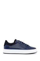 Erkek Lacivert Bağcıklı Deri Sneaker | Derimod Erkek Lacivert Bağcıklı Deri Sneaker | Derimod