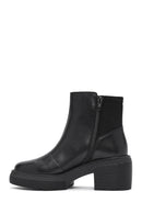 Geox Women's Black Spherica Thick Heel Zippered Leather Boots | Derimod Geox Women's Black Spherica Thick Heel Zippered Leather Boots | Derimod