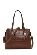 Woman Taba Long-Strap Crocodile-Embossed Shoulder Bag | Derimod Woman Taba Long-Strap Crocodile-Embossed Shoulder Bag | Derimod