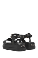 Women's Black Ankle Buckle Thick Soled Leather Sandals | Derimod Women's Black Ankle Buckle Thick Soled Leather Sandals | Derimod