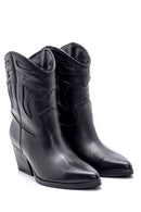 Women's Leather Heeled Cowboy Boots | Derimod Women's Leather Heeled Cowboy Boots | Derimod