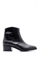 Women's Crocodile Detailed Heeled Boots | Derimod Women's Crocodile Detailed Heeled Boots | Derimod
